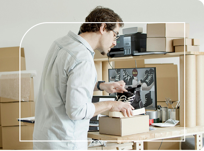 Sole Trader or Freelancer packaging shoes to sell